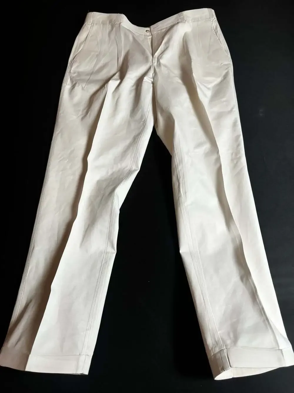 Vintage White Cotton Pleated Trousers 40x31